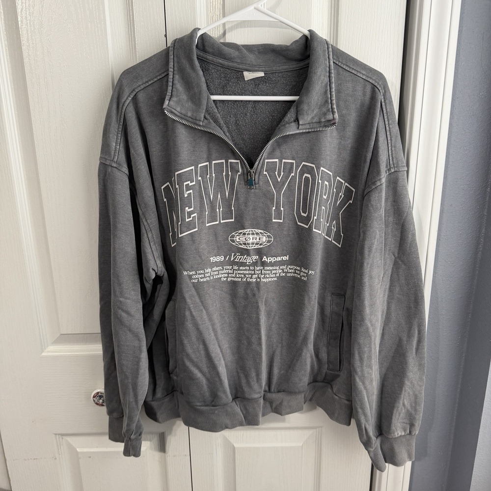 No Boundaries New York Cropped Quarter Zip Pullover Women's Size XXL NEW Comfy
